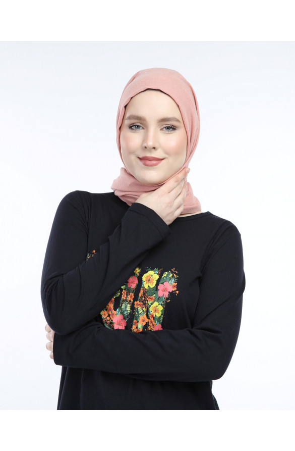 BASKILI BASİC TUNİK 6023 LACİVERT